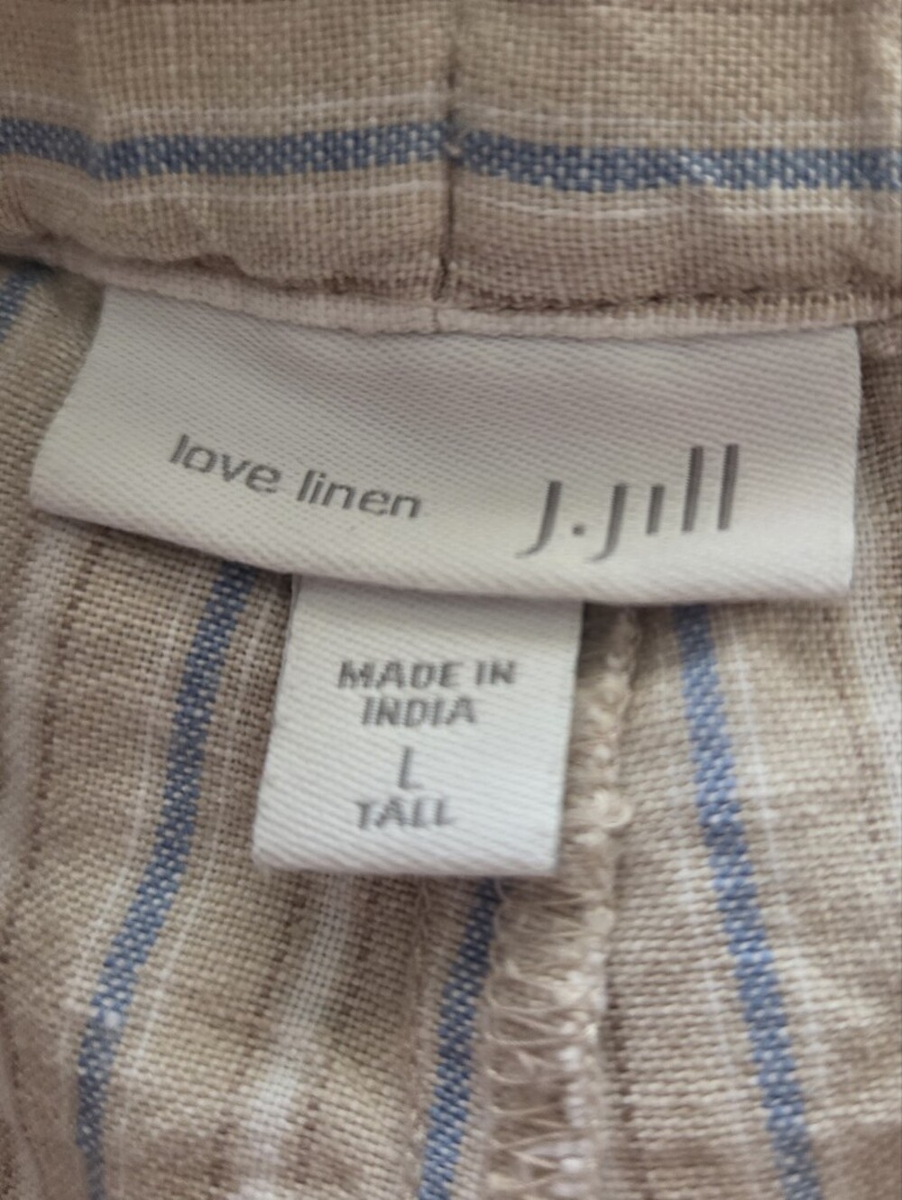 J.Jill Love Linen 100% Linen Striped Drawstring Pants Coastal Preppy Large Tall - Picture 8 of 10